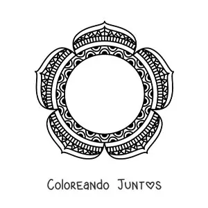 Imagen para colorear de mandala circular con flores