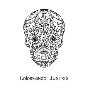 Imagen para colorear de mandala de calavera mexicana