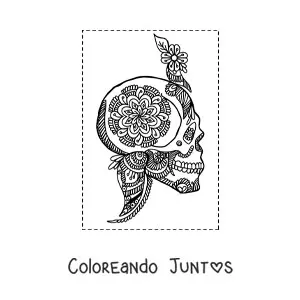 Imagen para colorear de mandala de calavera estilo Zentangle