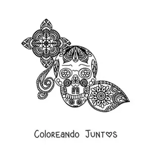 Imagen para colorear de mandala de calavera estilo Zentangle