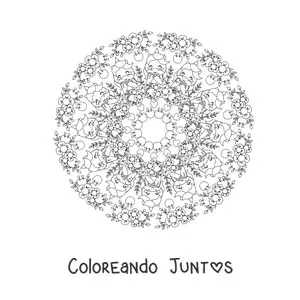 Mandala kawaii de unicornios con flores