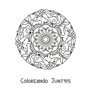 Imagen para colorear de mandala de puercoespines