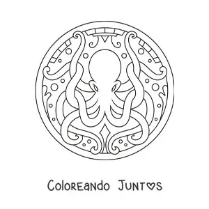 Imagen para colorear de mandala de pulpo