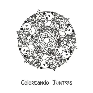 Imagen para colorear de mandala de pandas