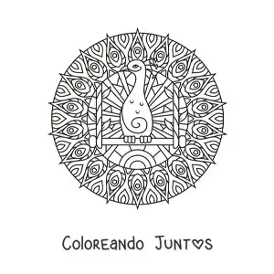 Imagen para colorear de mandala de pavo real