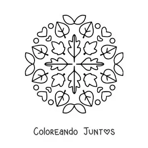 Imagen para colorear de mandala con hojas de otoño