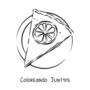 Imagen para colorear de un trozo de pie de limón en un plato