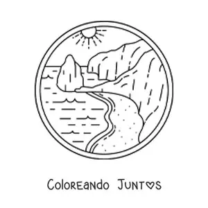 Imagen para colorear de paisaje de la costa