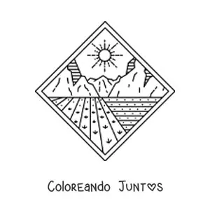 Imagen para colorear de paisaje rural con sembradío