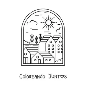 Imagen para colorear de una ciudad pequeña