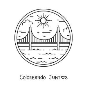 Imagen para colorear de un puente sobre un lago