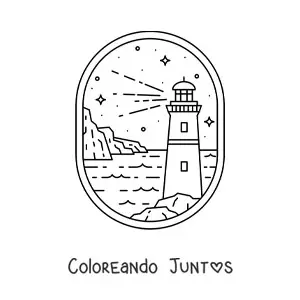 Imagen para colorear de paisaje del mar con faro
