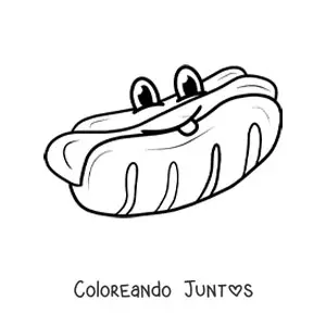 Imagen para colorear de hot dog animado