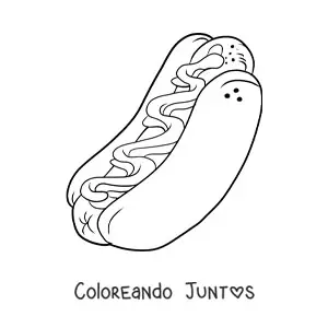 Imagen para colorear de hot dog grande con salsas