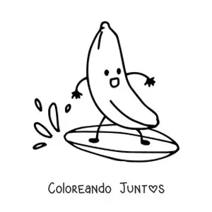 Banana animada surfeando
