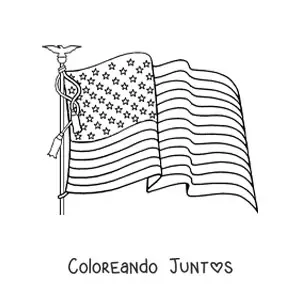 Imagen para colorear de la bandera de Estados Unidos ondeando en un asta