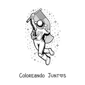 Astronauta con bandera de Estados Unidos