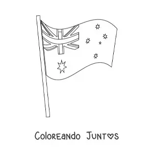 Imagen para colorear de la bandera de Australia ondeando en un asta