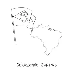 Bandera de Brasil con mapa