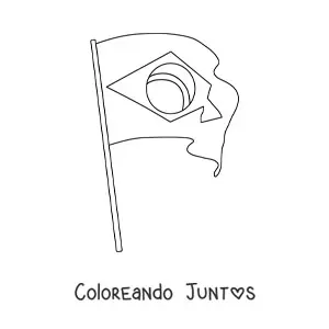 Imagen para colorear de la bandera de Brasil en un asta