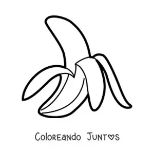 Imagen para colorear de una banana con media cáscara