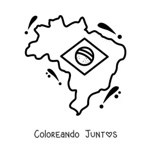 Imagen para colorear de la bandera de Brasil en un mapa
