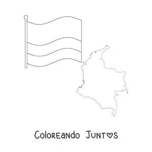 Imagen para colorear de la bandera de Colombia junto a un mapa