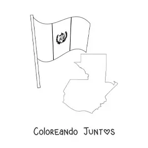 Imagen para colorear de la bandera de Guatemala con mapa