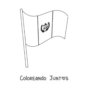 Imagen para colorear de la bandera de Guatemala ondeando en un asta