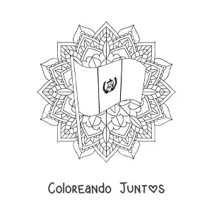 Imagen para colorear de la bandera de Guatemala con mandala