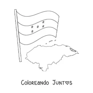 Imagen para colorear de la bandera de Honduras junto a un mapa