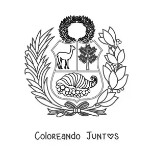 Imagen para colorear del escudo de la bandera de perú
