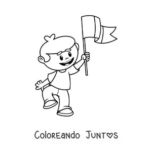 Imagen para colorear de niño con bandera de italia