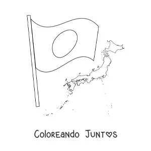 Bandera de Japón con mapa