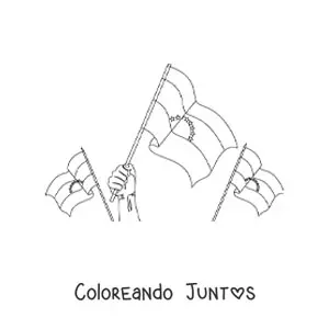 Imagen para colorear de banderas de venezuela ondeando
