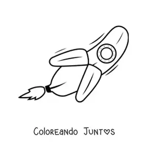 Imagen para colorear de un cohete con forma de banana