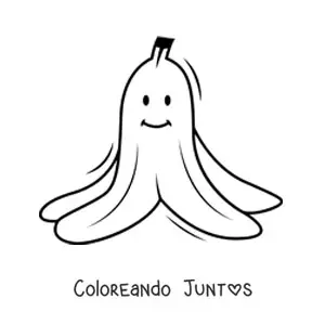 Imagen para colorear de una cáscara de banana kawaii
