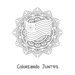 Imagen para colorear de bandera de uruguay con mandala