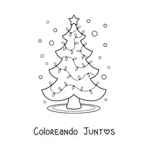 Imagen para colorear de un árbol de Navidad con luces