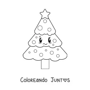 Imagen para colorear de un árbol navideño kawaii