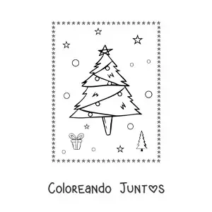 Imagen para colorear de un arbolito de Navidad con adorno en zig zag