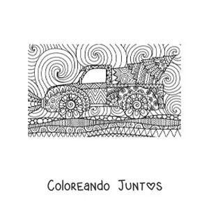 Imagen para colorear de un arbolito de Navidad en camión estilo zentangle