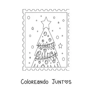 Imagen para colorear de un arbolito de Navidad con estrellas