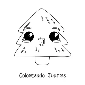 Imagen para colorear de un arbolito de Navidad kawaii