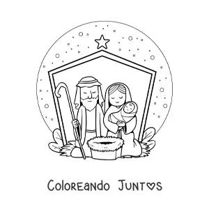 Imagen para colorear de un pesebre navideño