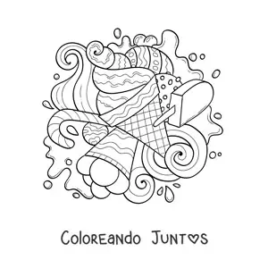 Imagen para colorear de varios helados y dulces