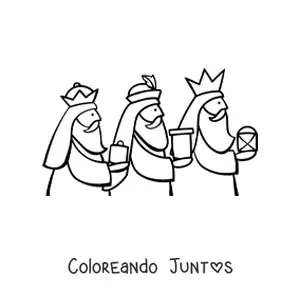 Imagen para colorear de los Reyes Magos con regalos