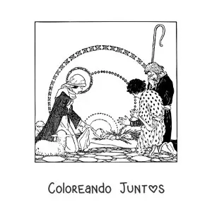 Imagen para colorear de un Belén navideño realista