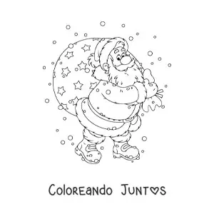 Imagen para colorear de Santa Claus animado con regalos
