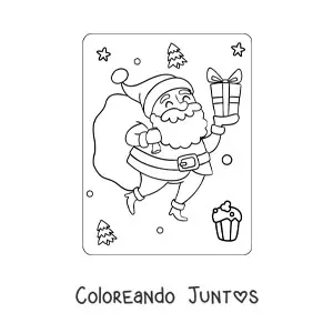 Imagen para colorear de Santa Claus con regalos